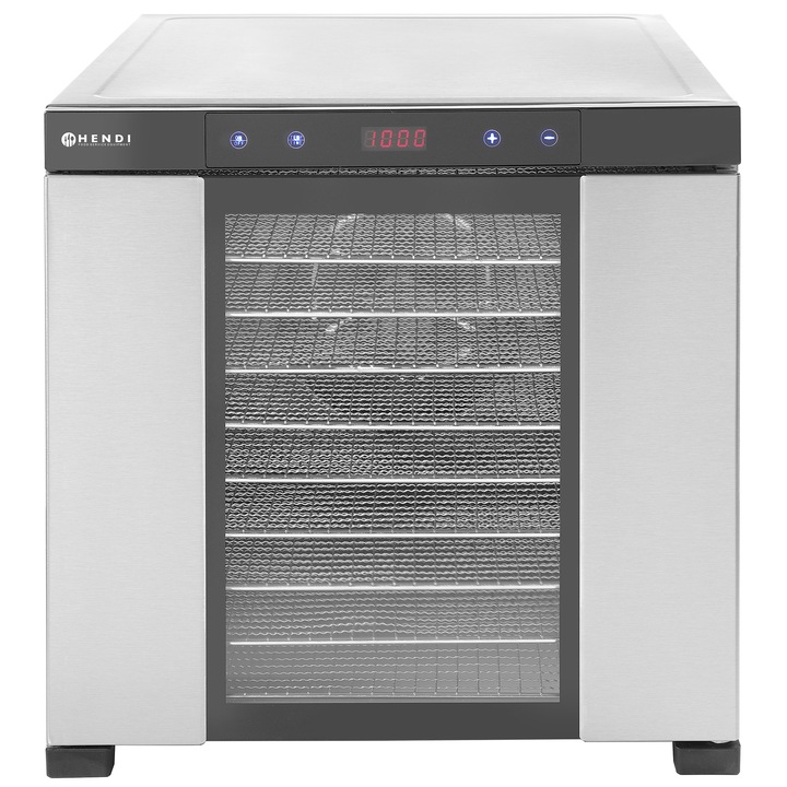 Deshidrator alimente Hendi Profi Line, 1000 W, 10 tavi, Temperatura reglabila 35-75°C, Gri