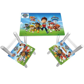 Masuta copii cu 2 scaunele Paw Patrol, MDF si lemn Masuta copii cu 2 scaunele Paw Patrol, MDF si lemn