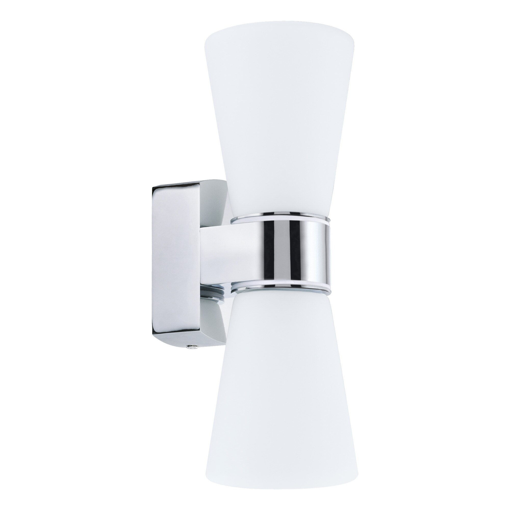 Aplica Cailin, EGLO, LED, G9, 2x2.5W, 2x300 lm, 3000K, lumina calda, aluminiu turnat, crom, sticla satinata, IP44