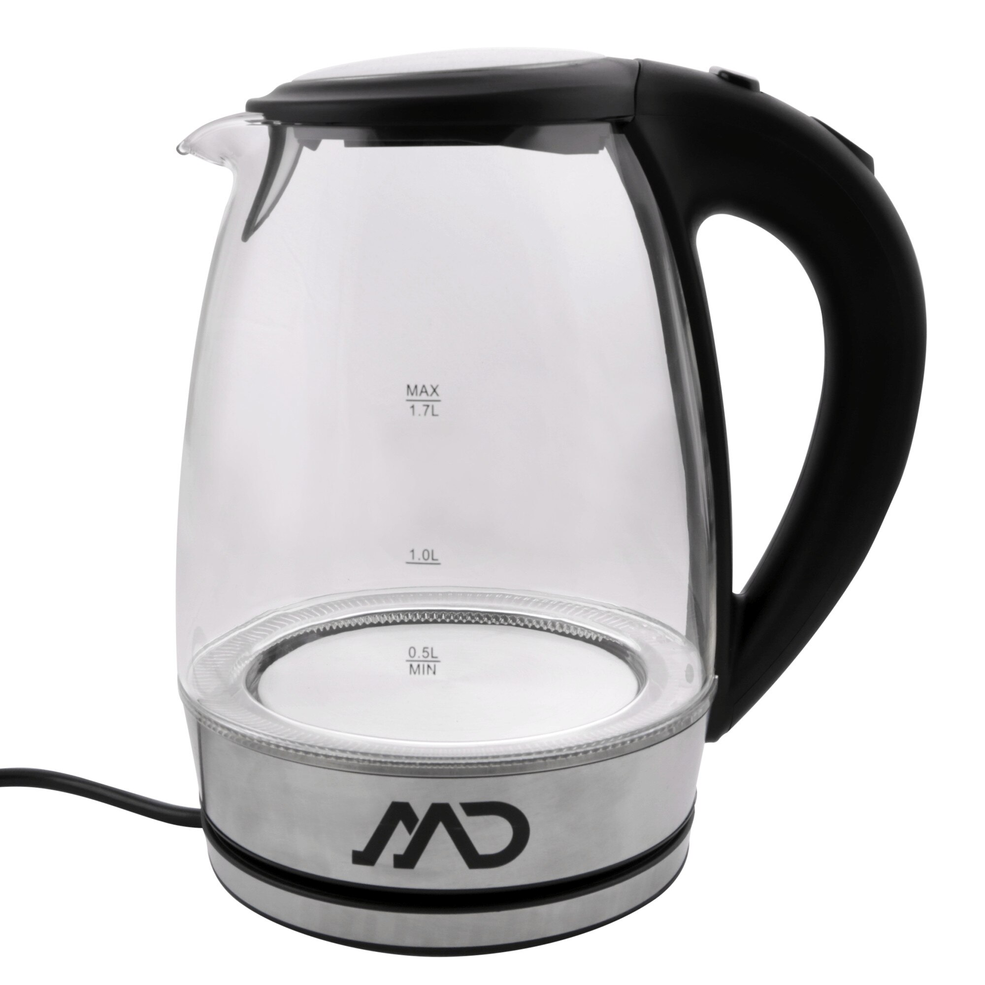 Fierbator apa MK-7924 MD, vas de sticla, 1.7 L, 2000 W, Negru