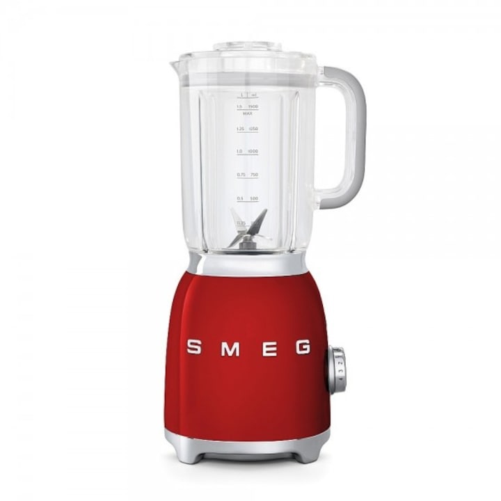 Блендер Smeg BLF01RDEU, 50's Style, 800 W, 1.5 л кана, 4 скорости на мощност, 4 функции, Червен