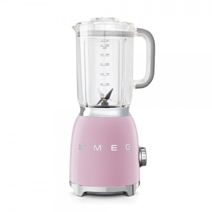 Блендер Smeg BLF01PKEU, 50's Style, 800 W, 1.5 л кана, 4 скорости на мощност, 4 функции, Розов