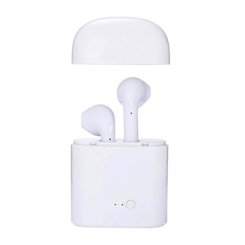 Set 2 casti i7 Twin Albe cu suport incarcare Set 2 casti i7 Twin Albe cu suport incarcare