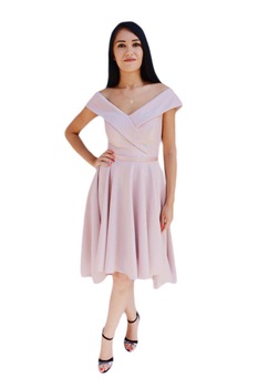 Rochie rafinata in clos cu trena , D&J Exclusive, pudra Rochie rafinata in clos cu trena , D&J Exclusive, pudra