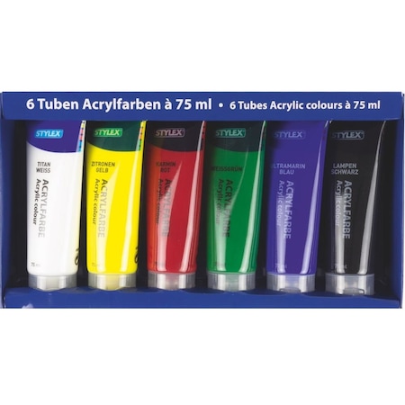 Set acuarele acrilice Stylex 6 culori x 75 ml