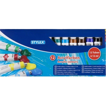 Set acuarele acrilice Stylex 12 culori x 12 ml Set acuarele acrilice Stylex 12 culori x 12 ml