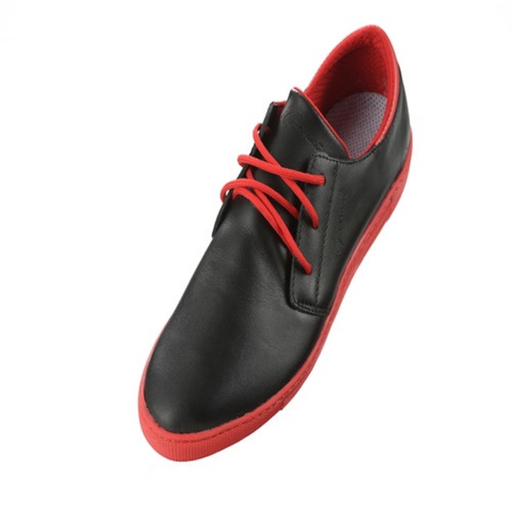 Pantofi casual barbati, piele naturala, rosu-negru, ( Arrow ), Ignorant, 40 EU