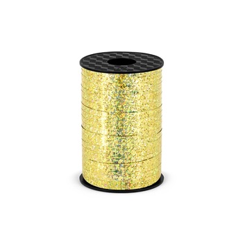 Rafie metalizata, Auriu, holografic, 5mm x 225m Rafie metalizata, Auriu, holografic, 5mm x 225m