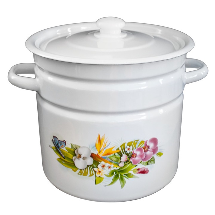 Oala emailata cu capac AVANTA 12L otel carbon