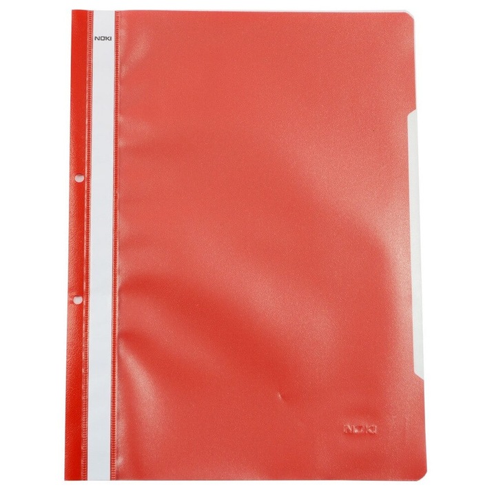 Dosar Plastic NOKI cu Sina si Perforatii, Format A4, Rosu