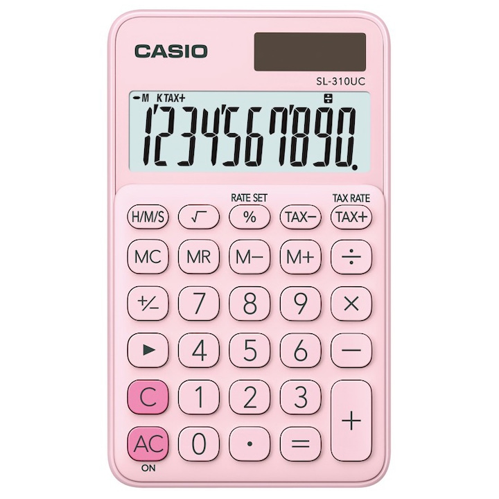Casio SL 310K asztali számológép, világos rózsaszín