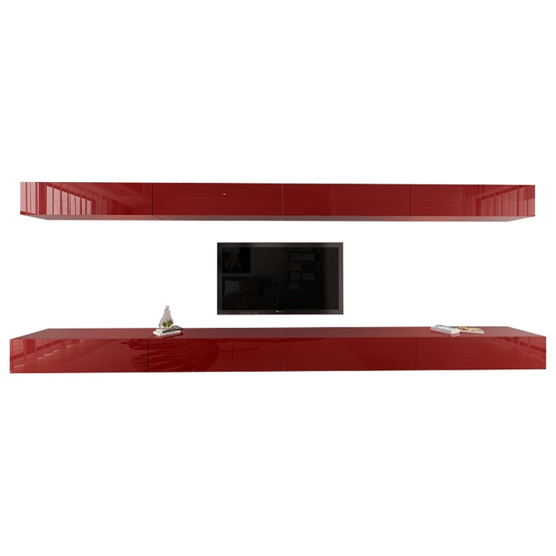 Set Mobila Living Modular Quadro 11 , MDF Lucios, BORDO, Dimensiune 480 cm