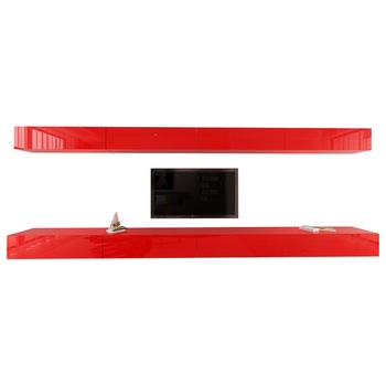Set Mobila Living Modular Quadro 11 , MDF Lucios, ROSU, Dimensiune 480 cm Set Mobila Living Modular Quadro 11 , MDF Lucios, ROSU, Dimensiune 480 cm