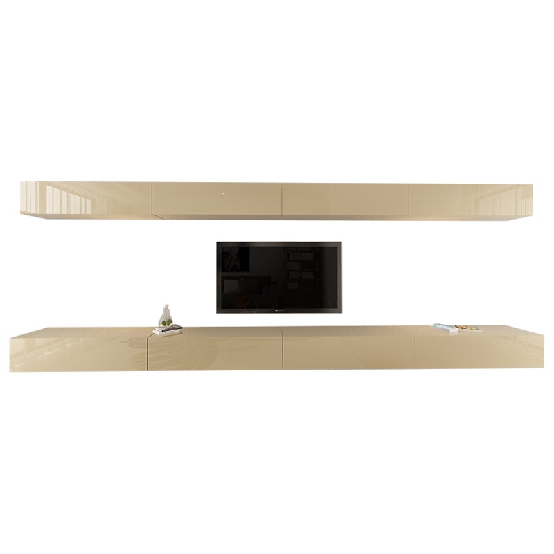 Set Mobila Living Modular Quadro 11 , MDF Lucios, CAPPUCCINO, Dimensiune 480 cm
