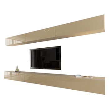 Set Mobila Living Modular Quadro 13 , MDF Lucios, CAPPUCCINO, Dimensiune 360 cm Set Mobila Living Modular Quadro 13 , MDF Lucios, CAPPUCCINO, Dimensiune 360 cm