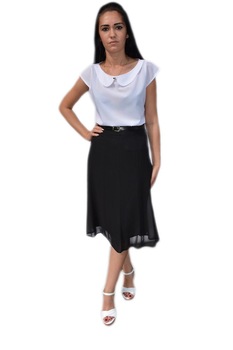 Fusta lejera, midi in clini din voal, D&J Exclusive, Negru Fusta lejera, midi in clini din voal, D&J Exclusive, Negru