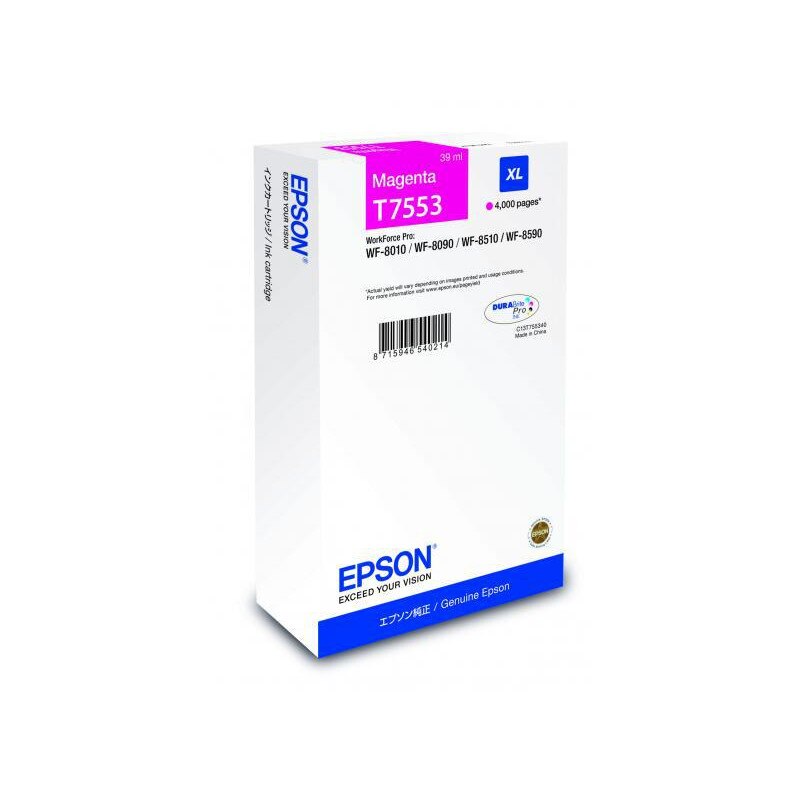 Cartus cerneala Epson T75534, 4000 pagini, pentru WF-8590DWF, WF-8090DW, WF-8510DWF, WF-8010DW