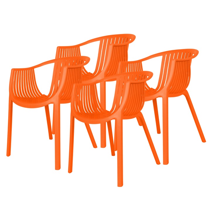 Scaune terasa,, set 4 bucati, Portocaliu