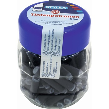Patroane cerneala stilou albastre Stylex- 50 bucati/borcan Patroane cerneala stilou albastre Stylex- 50 bucati/borcan