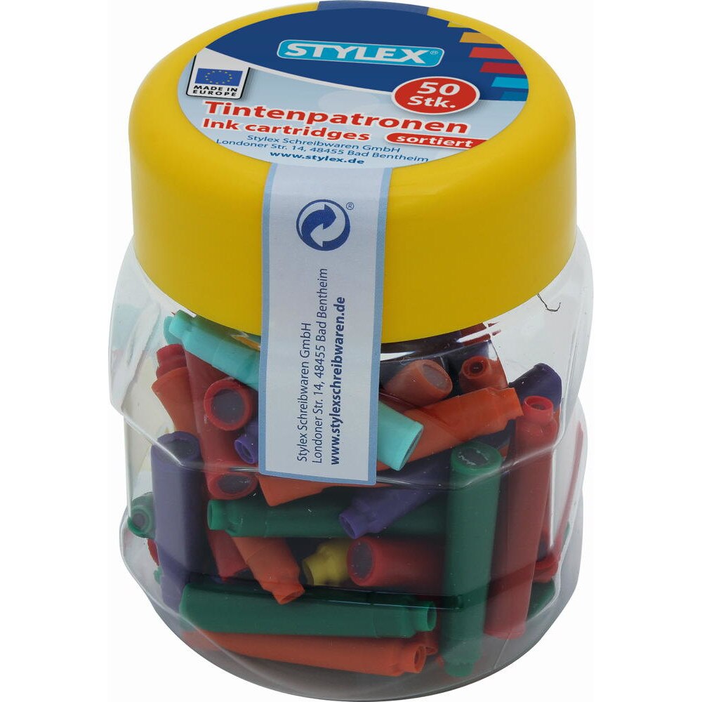 Patroane cerneala color stilou Stylex- 50 bucati/borcan