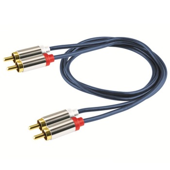Cablu audio Home, 2 mufe RCA la 2 mufe RCA, contacte aurite, lungime 1 m Cablu audio Home, 2 mufe RCA la 2 mufe RCA, contacte aurite, lungime 1 m