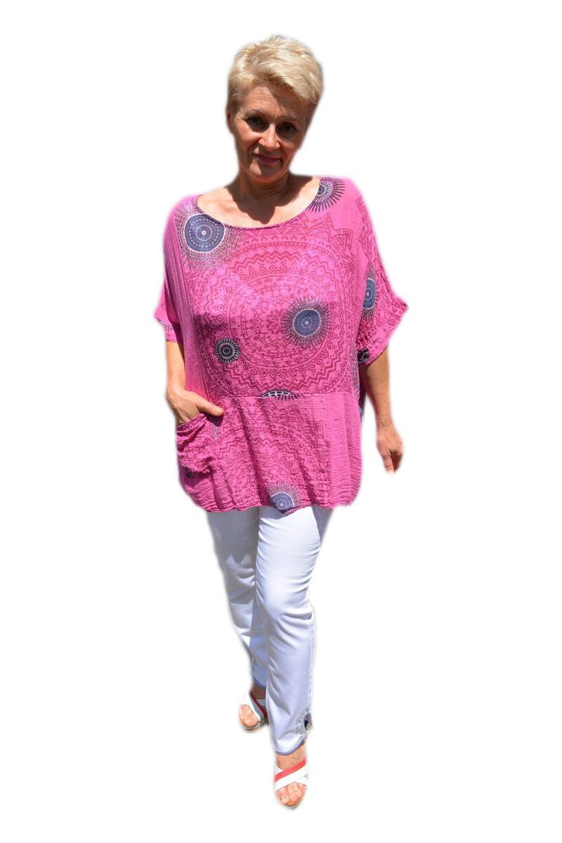 Bluza casual ,asimetrica cu buzunare, D&J Exclusive, Roz