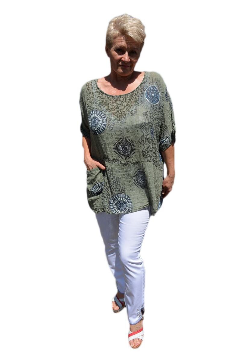 Bluza casual ,asimetrica cu buzunare, D&J Exclusive, Verde inchis