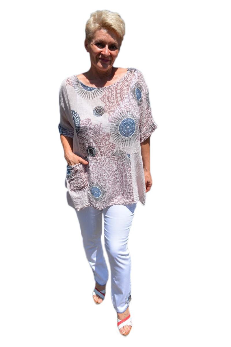 Bluza casual ,asimetrica cu buzunare, D&J Exclusive, pudra