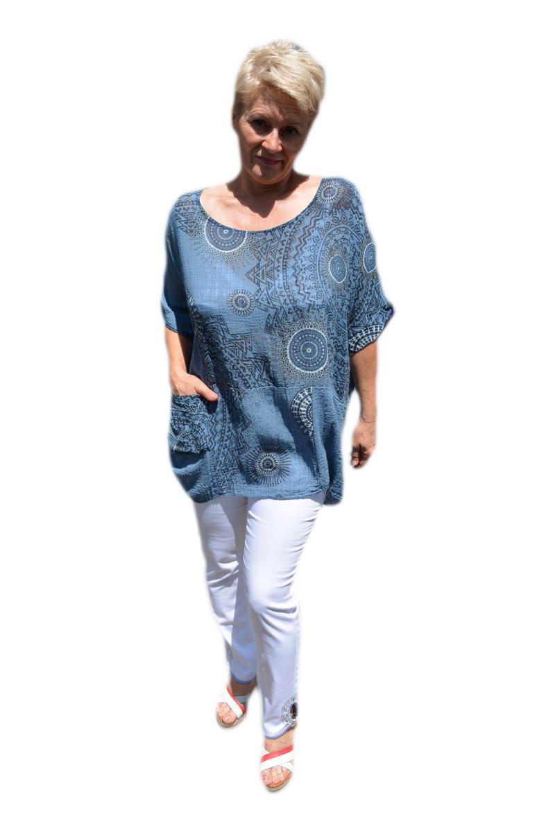 Bluza casual ,asimetrica cu buzunare, D&J Exclusive, Albastru marin