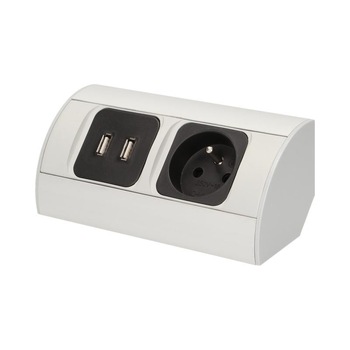 Priza schuko ORNO OR-AE-1310(GS), 2 x USB 2.1 A, 230V, 3680W, cablu 0.5 m, argintiu Priza schuko ORNO OR-AE-1310(GS), 2 x USB 2.1 A, 230V, 3680W, cablu 0.5 m, argintiu