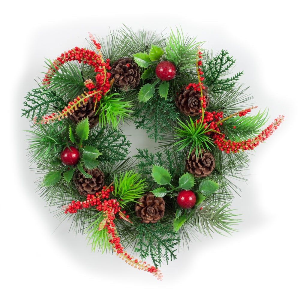 Coronita decorativa colorata Holly, diametru 20 cm