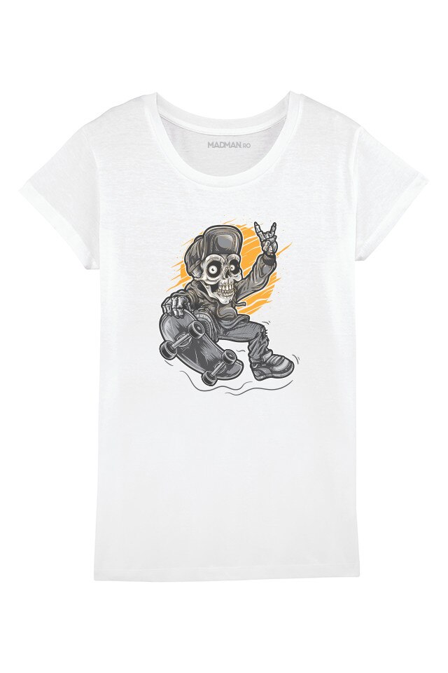 Tricou MADMAN, Skull Skating, alb, Alb