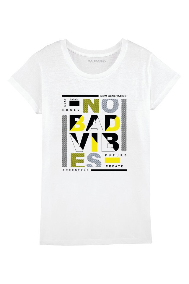Tricou MADMAN NObadvibes, alb