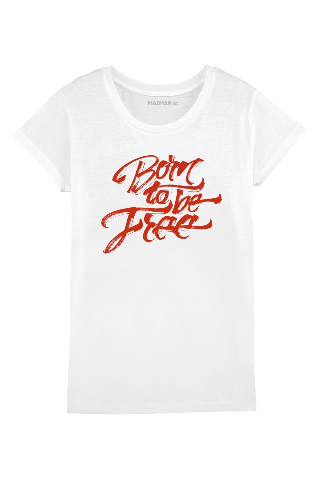 Tricou MADMAN, Born to be Free, alb, Alb