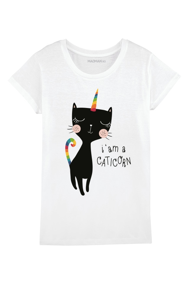Tricou MADMAN CATicorn, alb