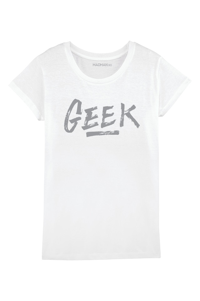 Tricou MADMAN, GEEK, alb, Alb