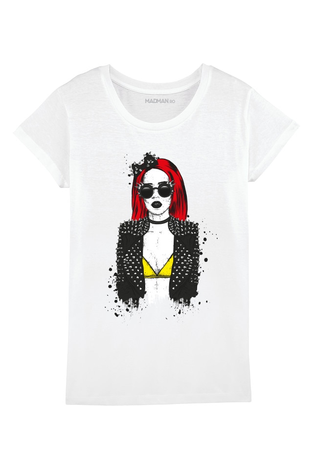Tricou MADMAN BAD GRL, alb