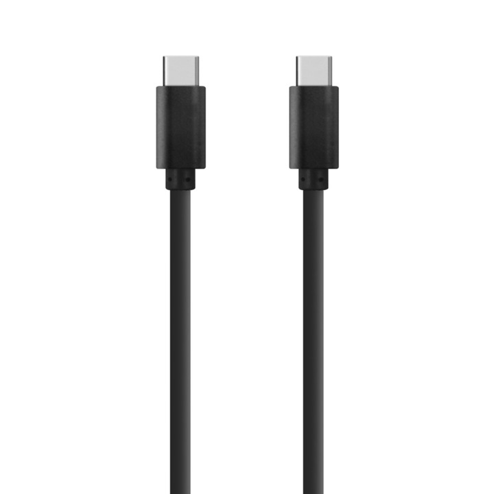 Кабел за данни DeTech, USB Type-C - USB Type-C 3.0, 1.0m, Черен
