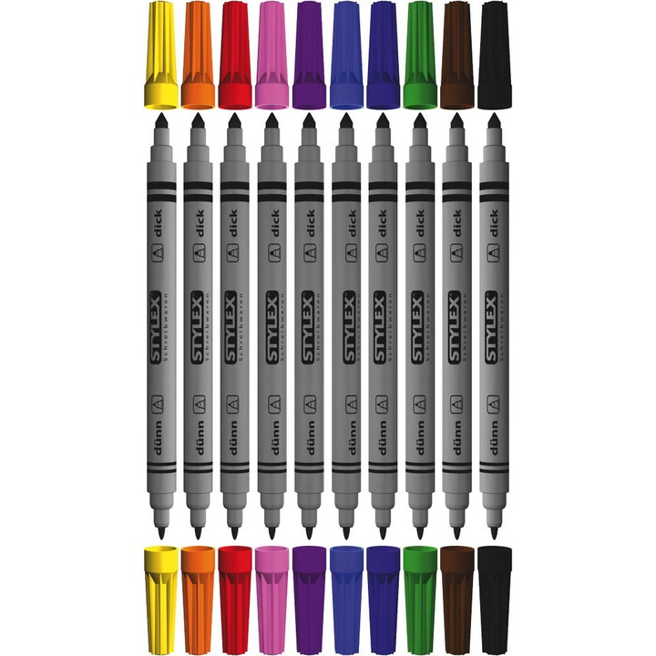 Carioci Stylex 2 varfuri 10 culori/set