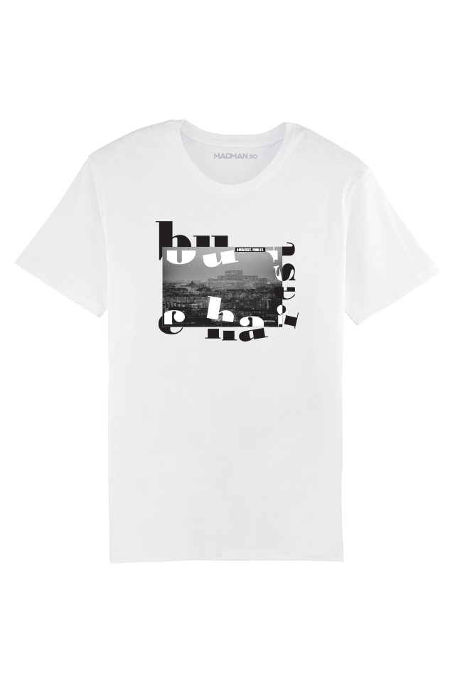 Tricou MADMAN, Bucuresti.4, alb, Alb