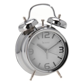Ceas desteptator Retro, Segnale, 16 cm, Metal, Alb Ceas desteptator Retro, Segnale, 16 cm, Metal, Alb
