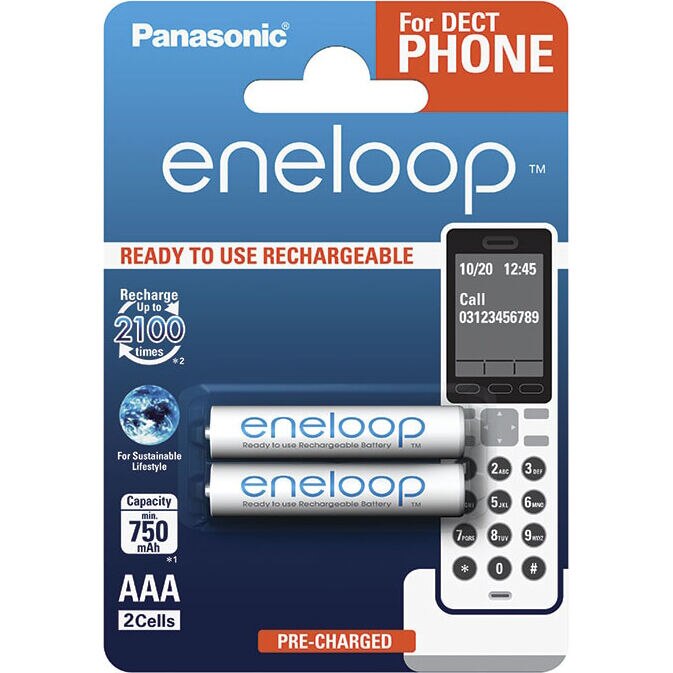 Acumulatori Panasonic Eneloop AAA, 750mAh, Blister 2 bucati
