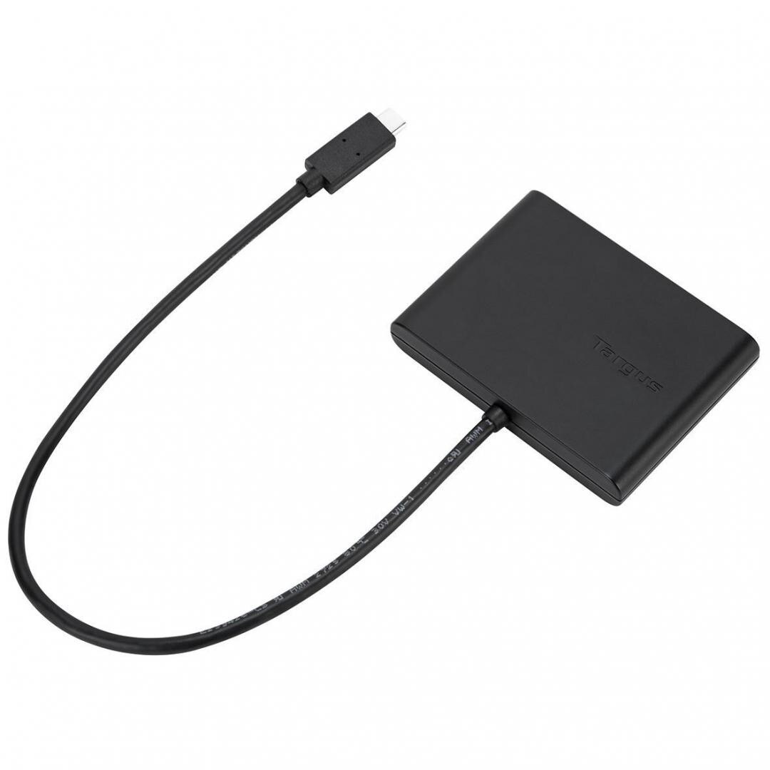 Adaptor Targus USB-C to HDMI/USB-C/USB-A, cu Power Delivery - Black, ACA929EU, deliver power (over USB-C), video (over HDMI) and data (over USB-A) from one USB-C port, USB-C port is power enabled up to 60W , USB- A data speeds of up to 5Gbps