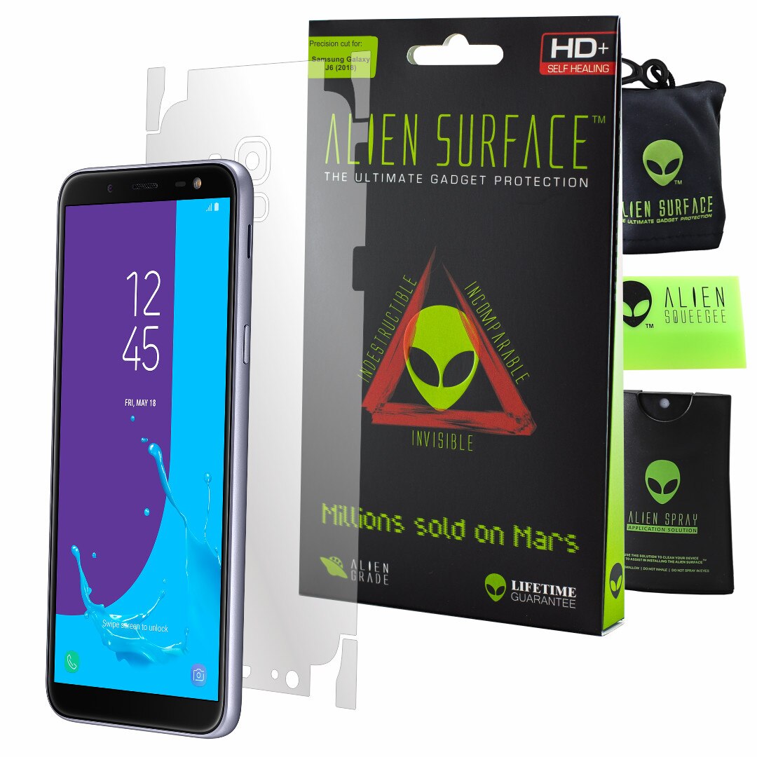 Folie Alien Surface HD, Samsung Galaxy On6, protectie spate, laterale + Alien Fiber cadou