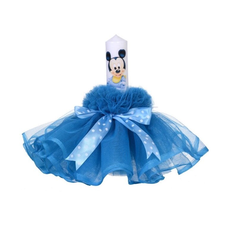 Lumanare pentru botez, 35X5 cm, turcoaz, dae1201