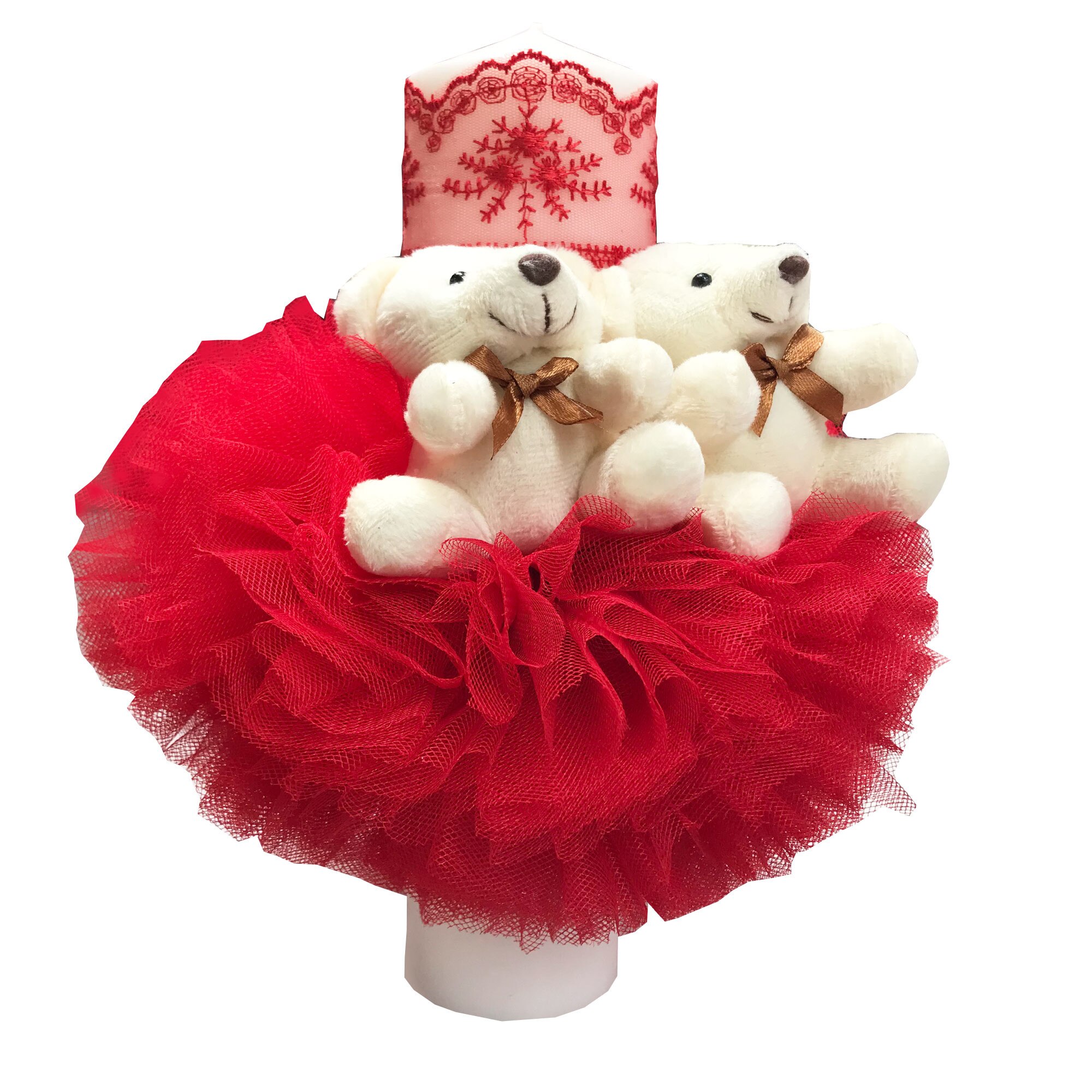 Lumanare pentru botez, 28X7 cm, rosu, dae1214