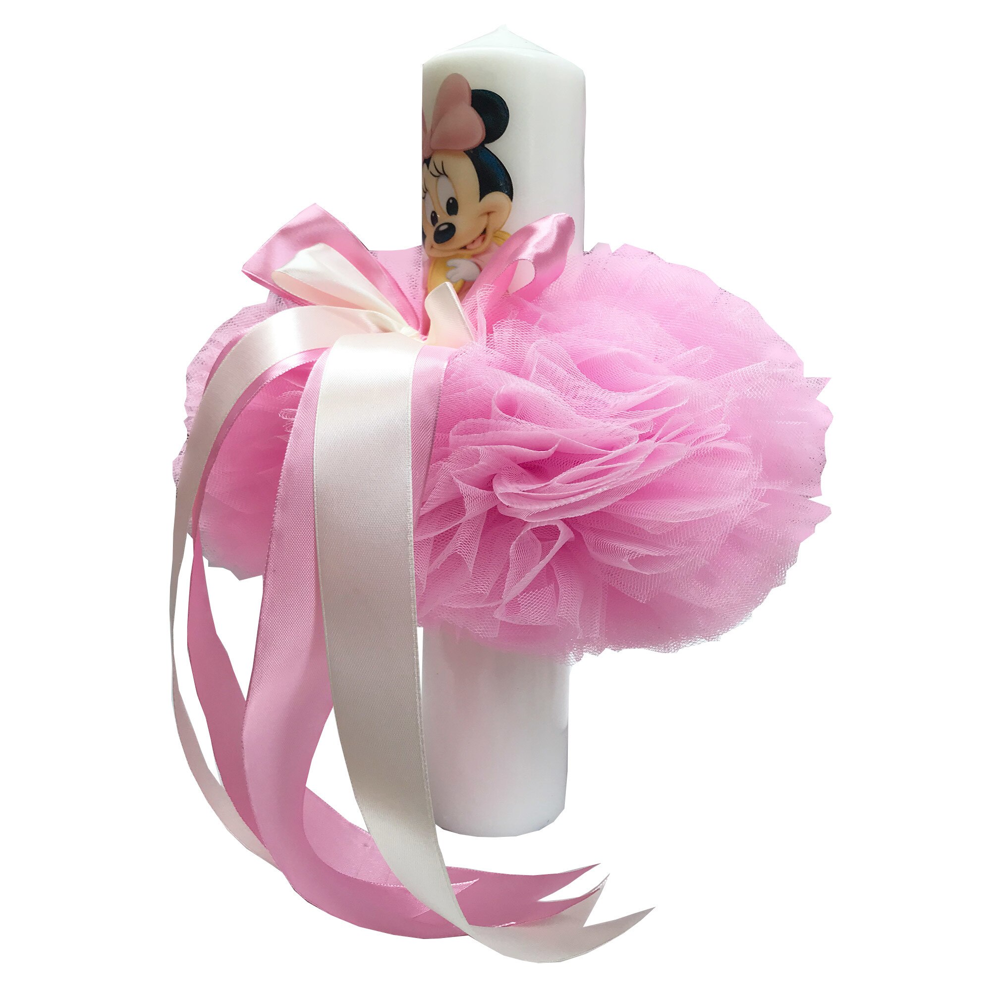 Lumanare pentru botez, 35X5 cm, roz, dae1210