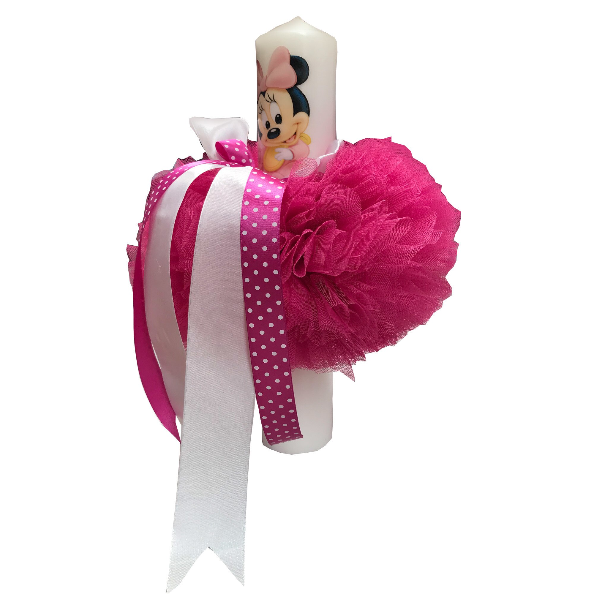 Lumanare pentru botez, 35X5 cm, ciclame, dae1209