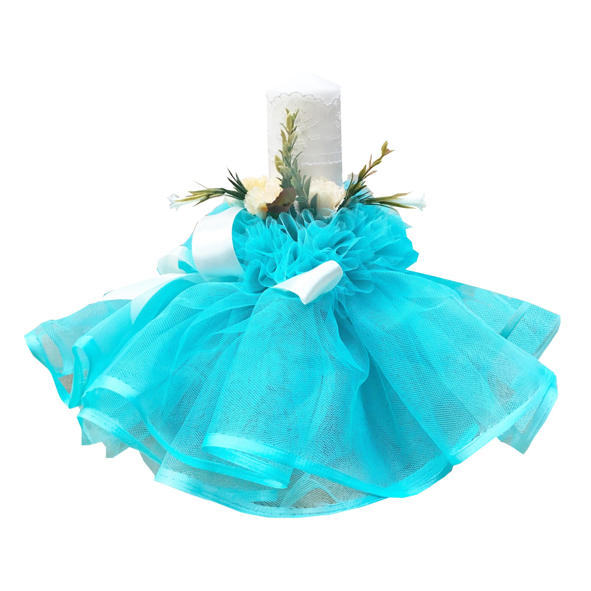 Lumanare pentru botez, 30x6 cm, turcoaz, dae1220