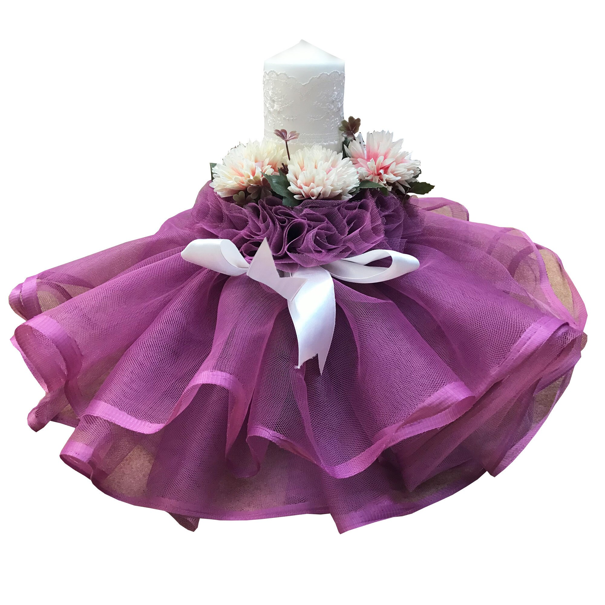 Lumanare pentru botez, 30x6 cm, mov, dae1221